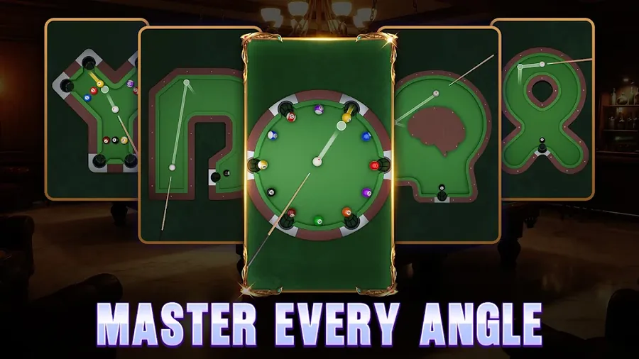 Στιγμιότυπο από το Fantasy 8 Ball: Pool Billiards με οδηγό τροχιάς πάνω στο τραπέζι