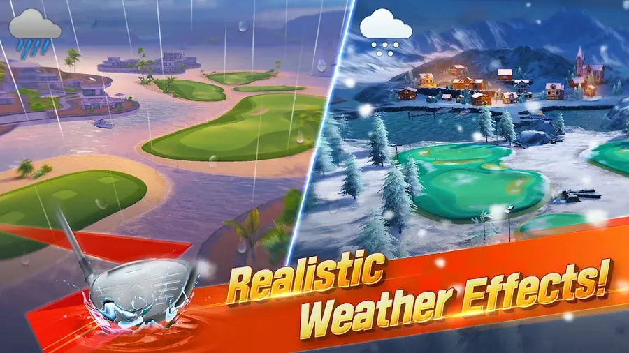 Στιγμιότυπο από το Golf Impact - Real Golf Game με γήπεδο γκολφ σε δύο καιρικές συνθήκες